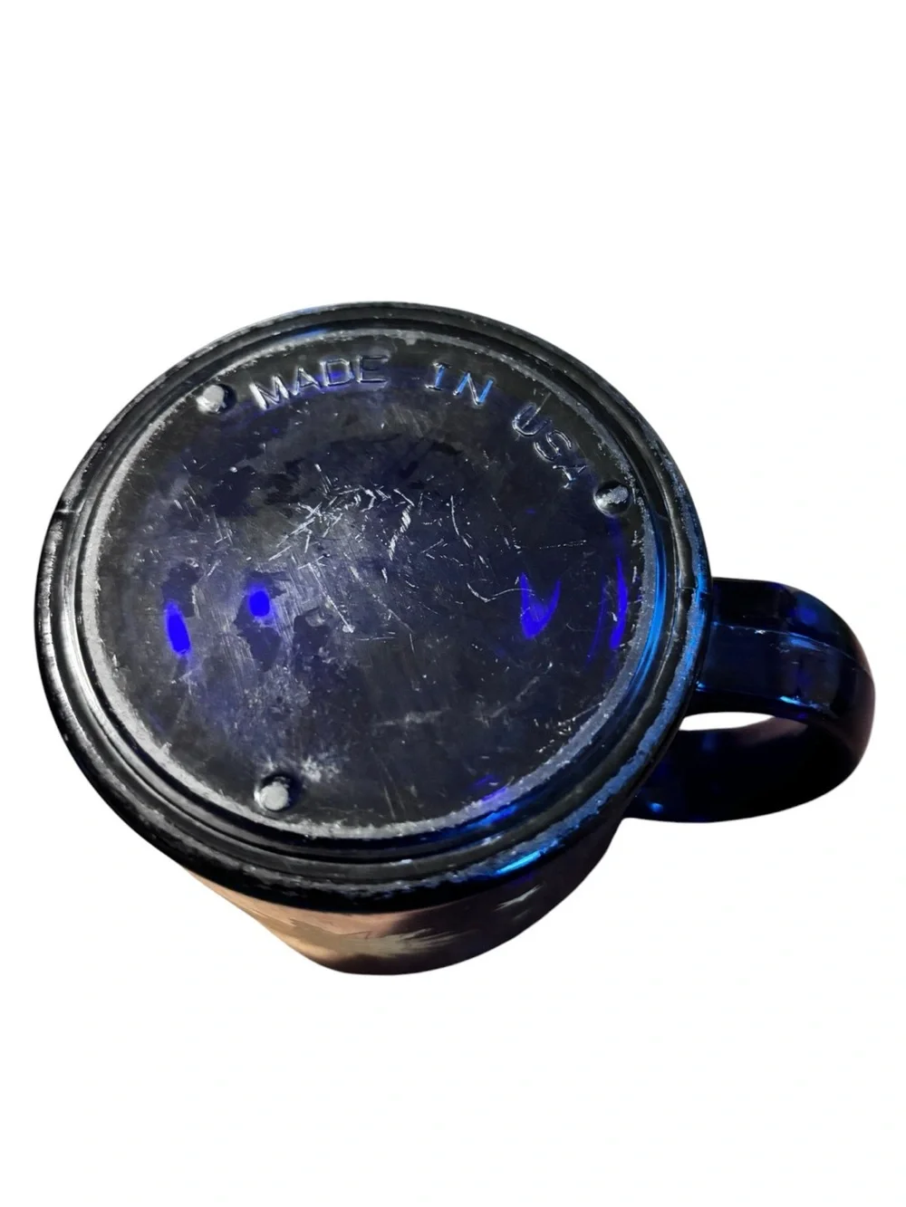 Vintage 90s Libbey Cobalt Blue Celestial Sun Moon & Stars Glass Mug USA